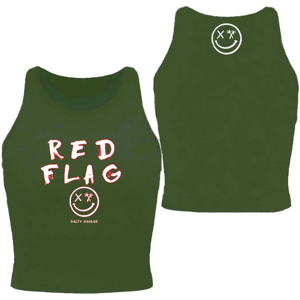 Ladies "RED FLAG" High Neck Crop Tank