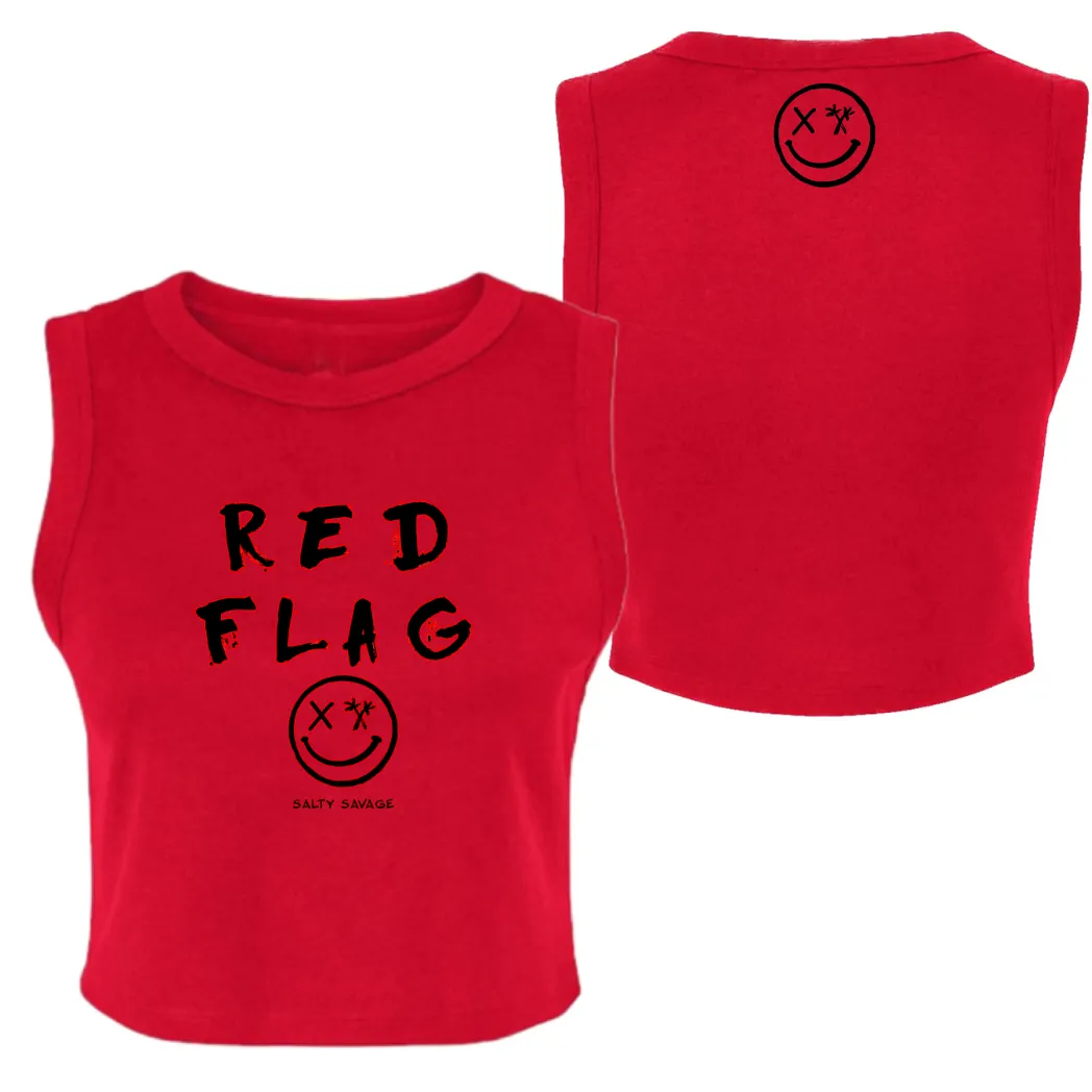 Ladies "RED FLAG" High Neck Crop Tank