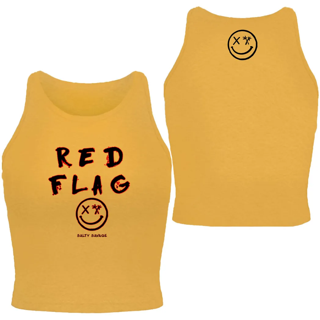 Ladies "RED FLAG" High Neck Crop Tank