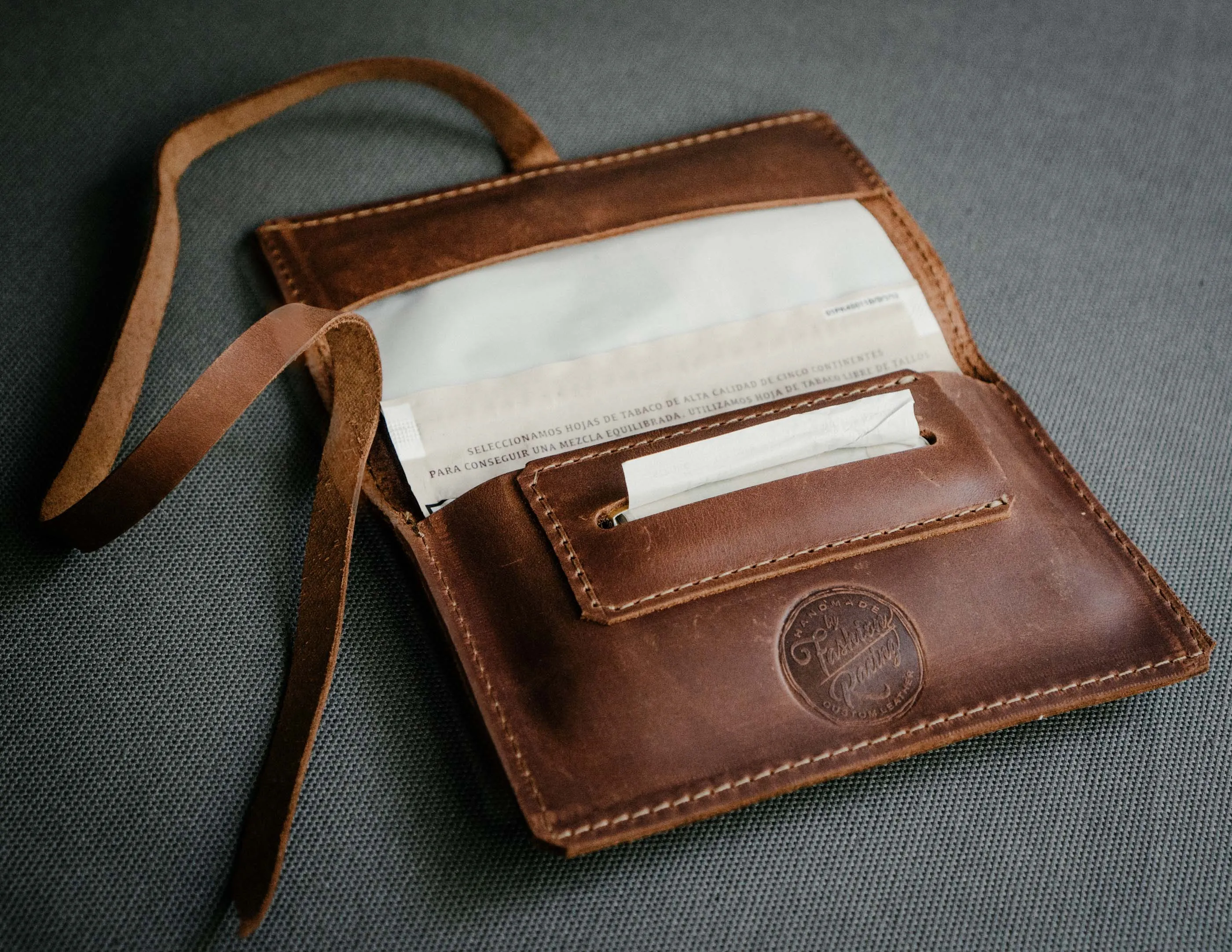 Leather Tobacco Pouch | Tobacco Joke in Brown Leather, HandCrafted