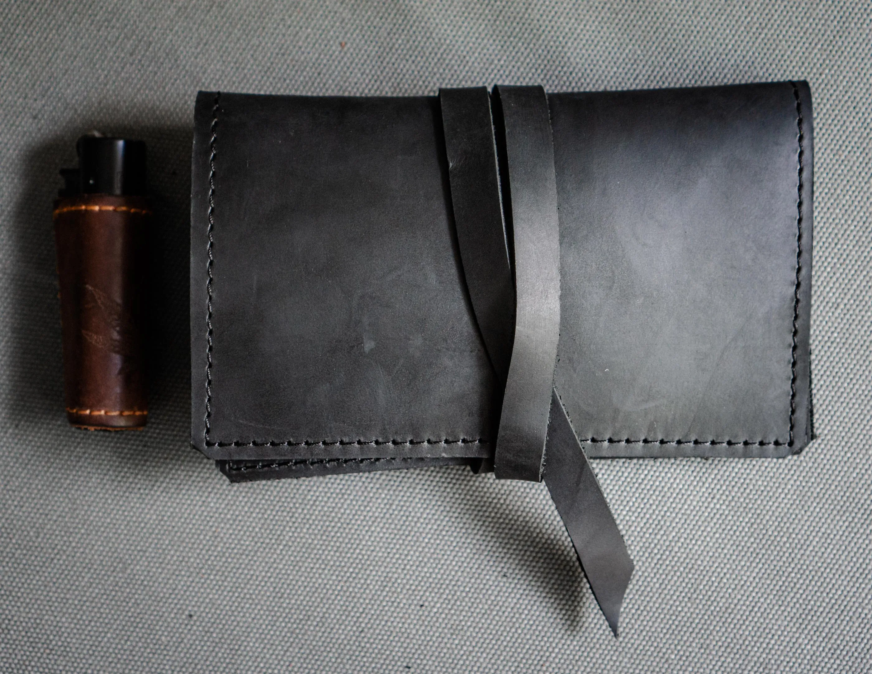 Leather Tobacco Pouch | Tobacco Joke in Brown Leather, HandCrafted