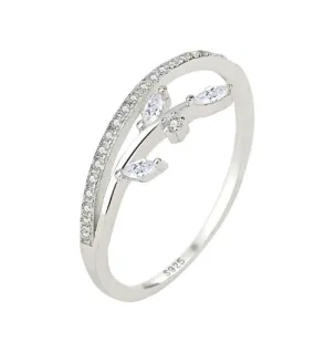 Leaves and Branches Diamond Silver Ring