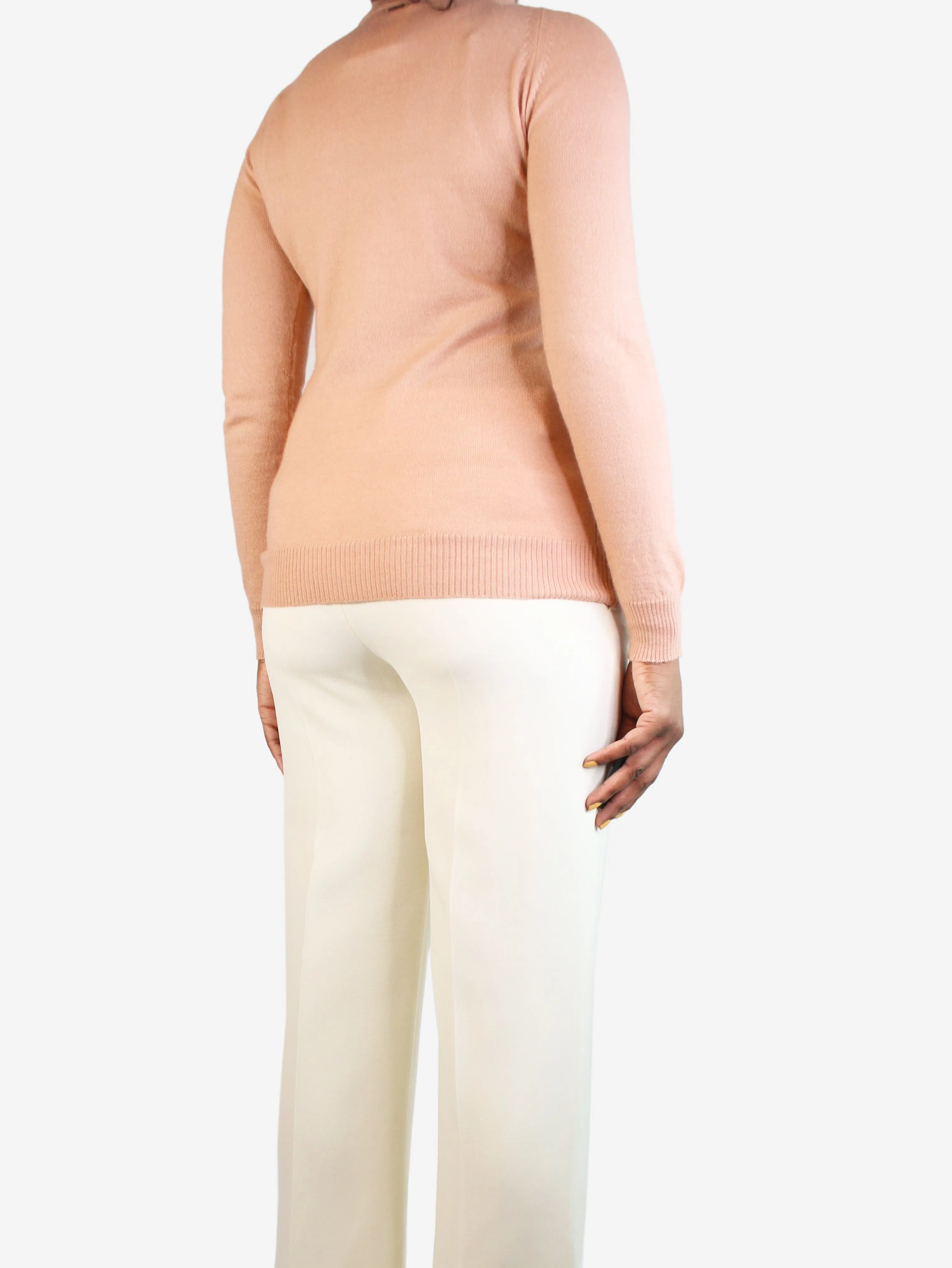 Light pink cashmere roll-neck jumper - size M