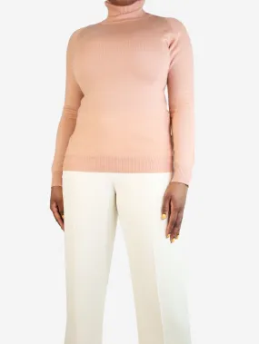 Light pink cashmere roll-neck jumper - size M