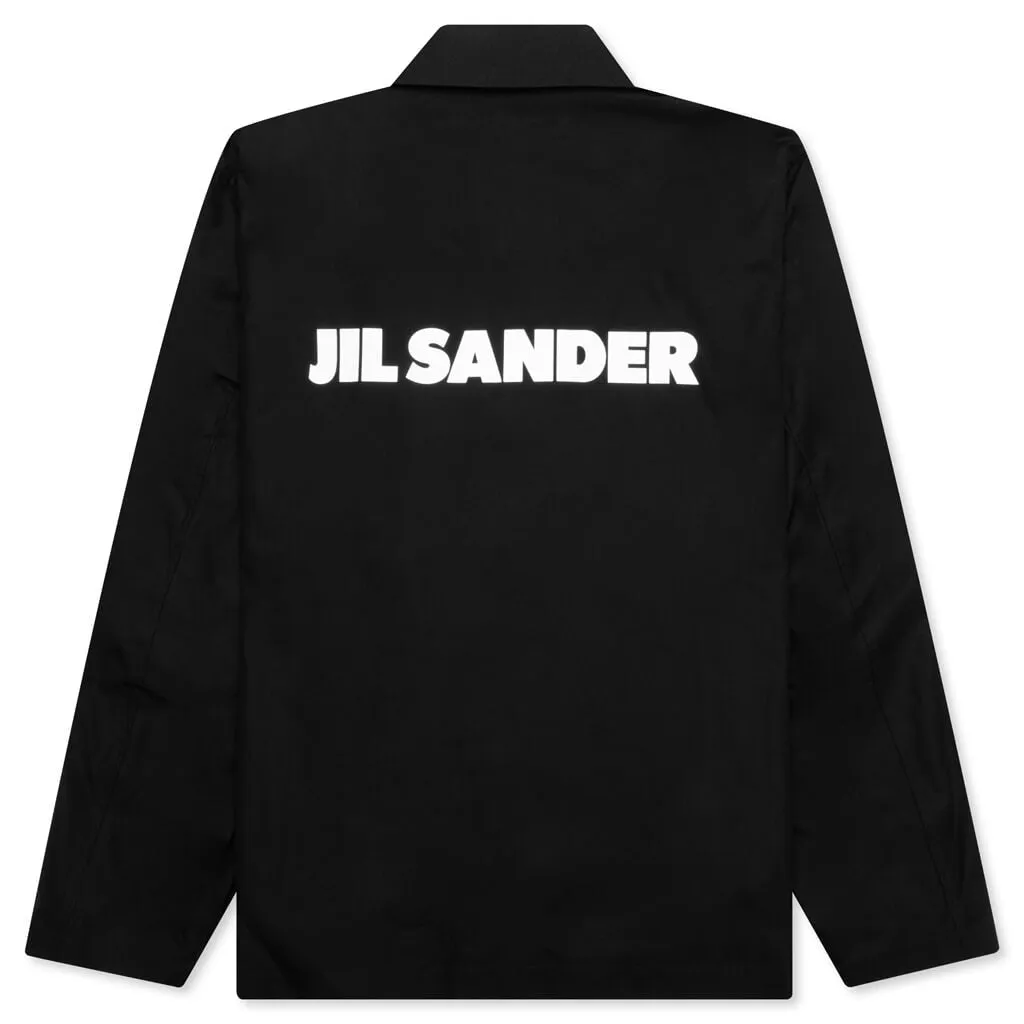 Logo Print Shirt Jacket - Black