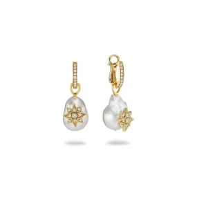 LUCKY STARS WHITE SOUTH SEA BAROQUE PEARL DROP EARRINGS