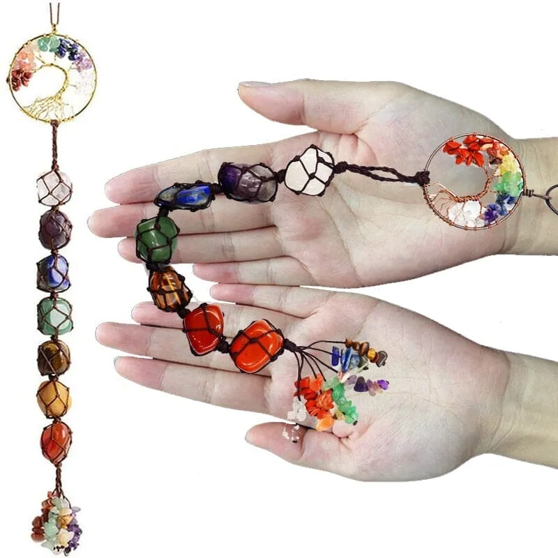 Lucky Tree of Life 7 Crystals Healing Chakra Wall Ornament