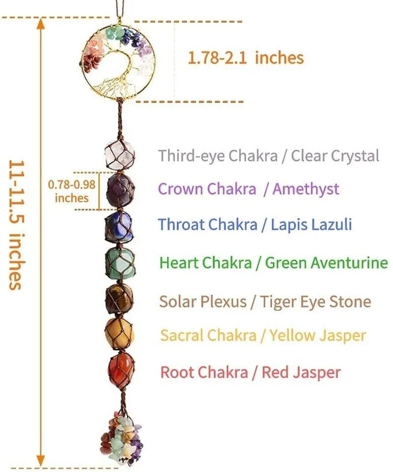 Lucky Tree of Life 7 Crystals Healing Chakra Wall Ornament