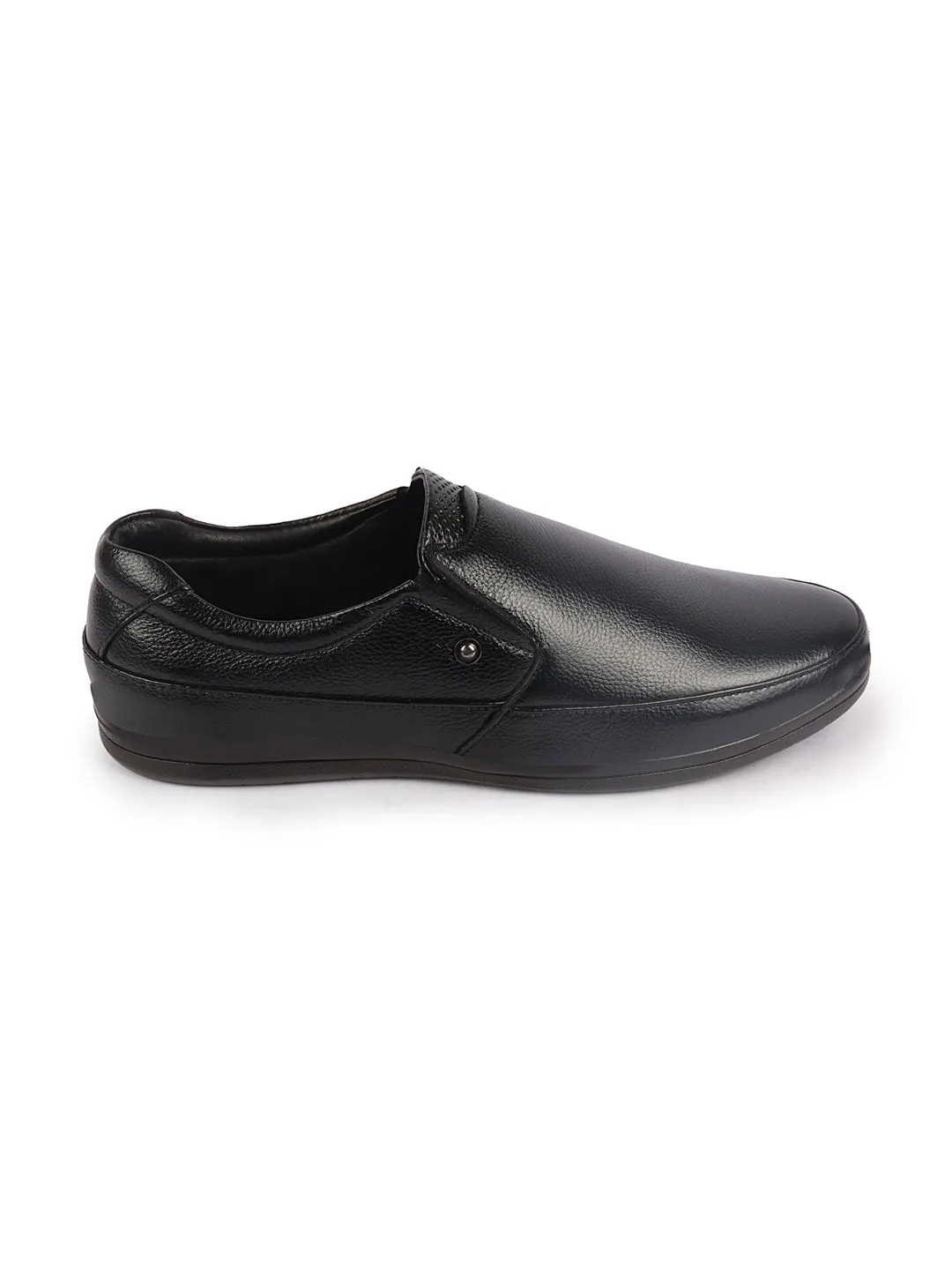 Men Black Formal Office Genuine Leather Slip On Shoes