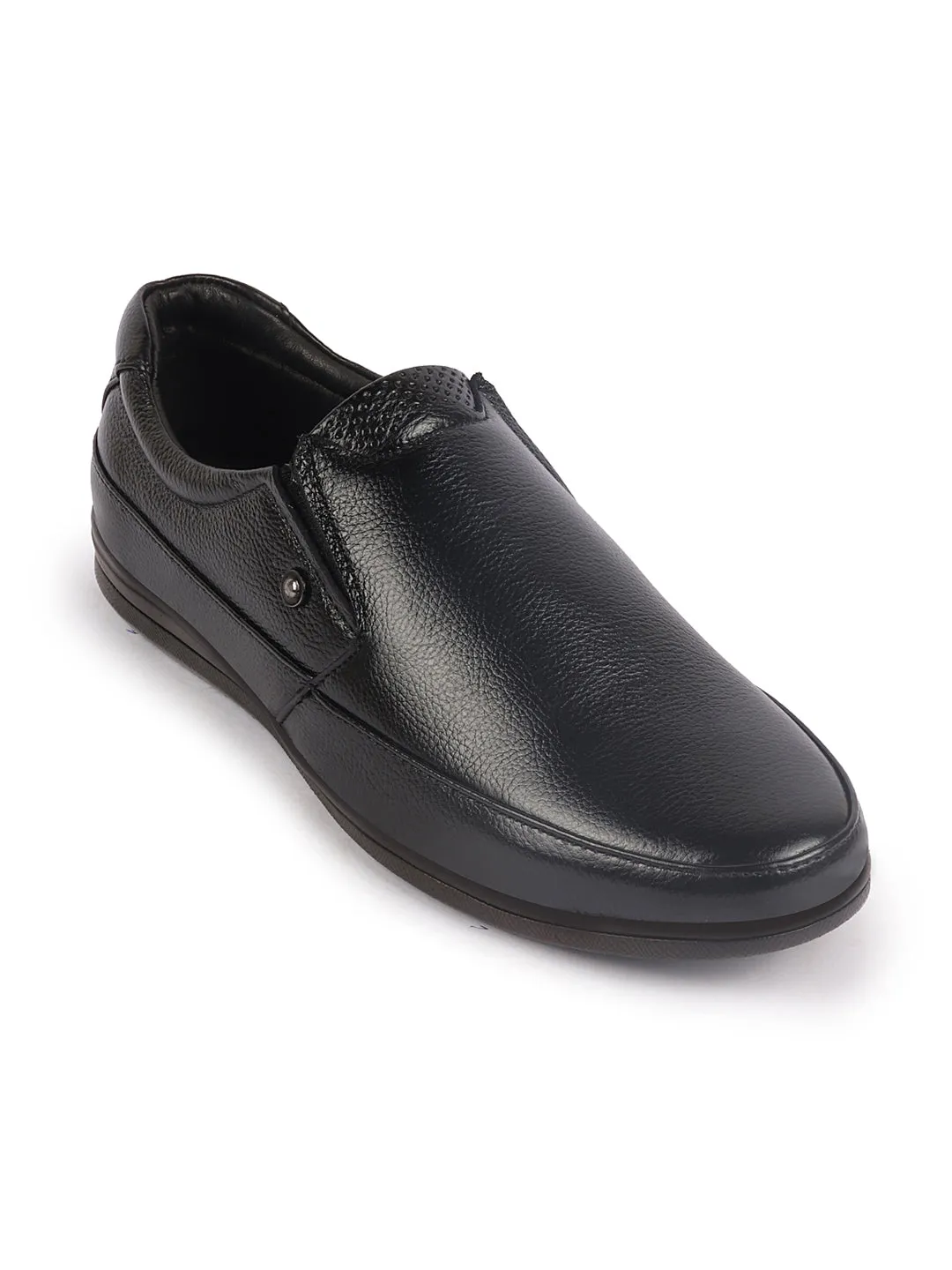 Men Black Formal Office Genuine Leather Slip On Shoes