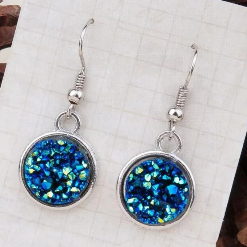 Mermaid Shimmers Blue Gem Earrings