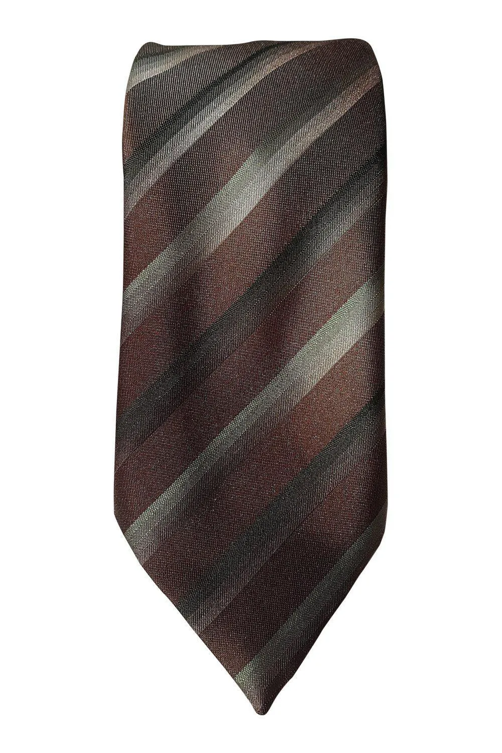 MICHELSONS OF LONDON Vintage Brown Striped Tie (59)