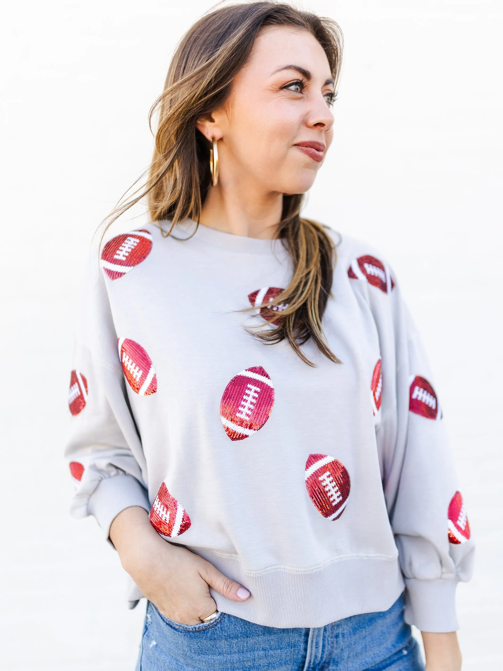 Millie Sweatshirt | Footballs Crimson   White