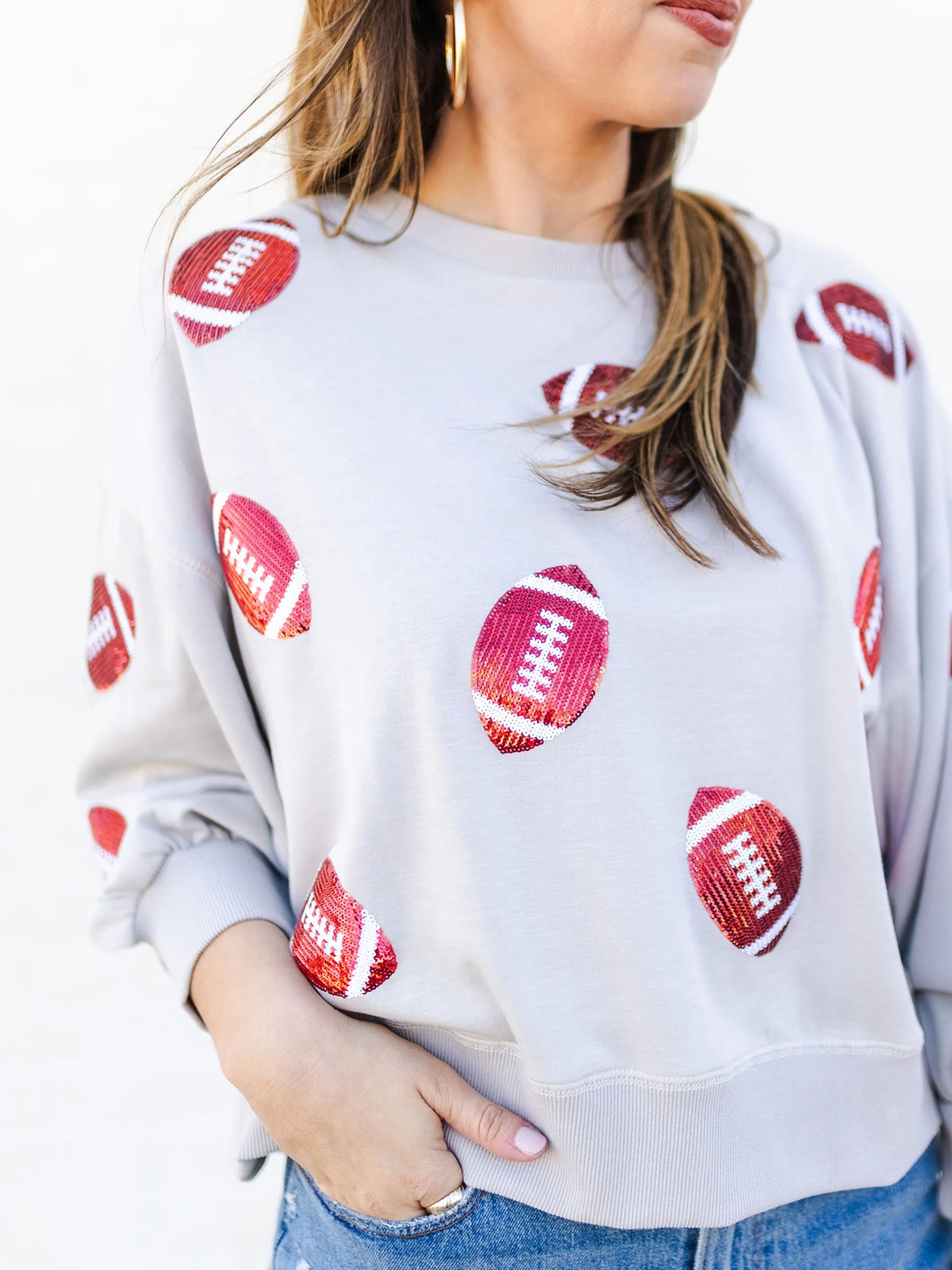 Millie Sweatshirt | Footballs Crimson   White