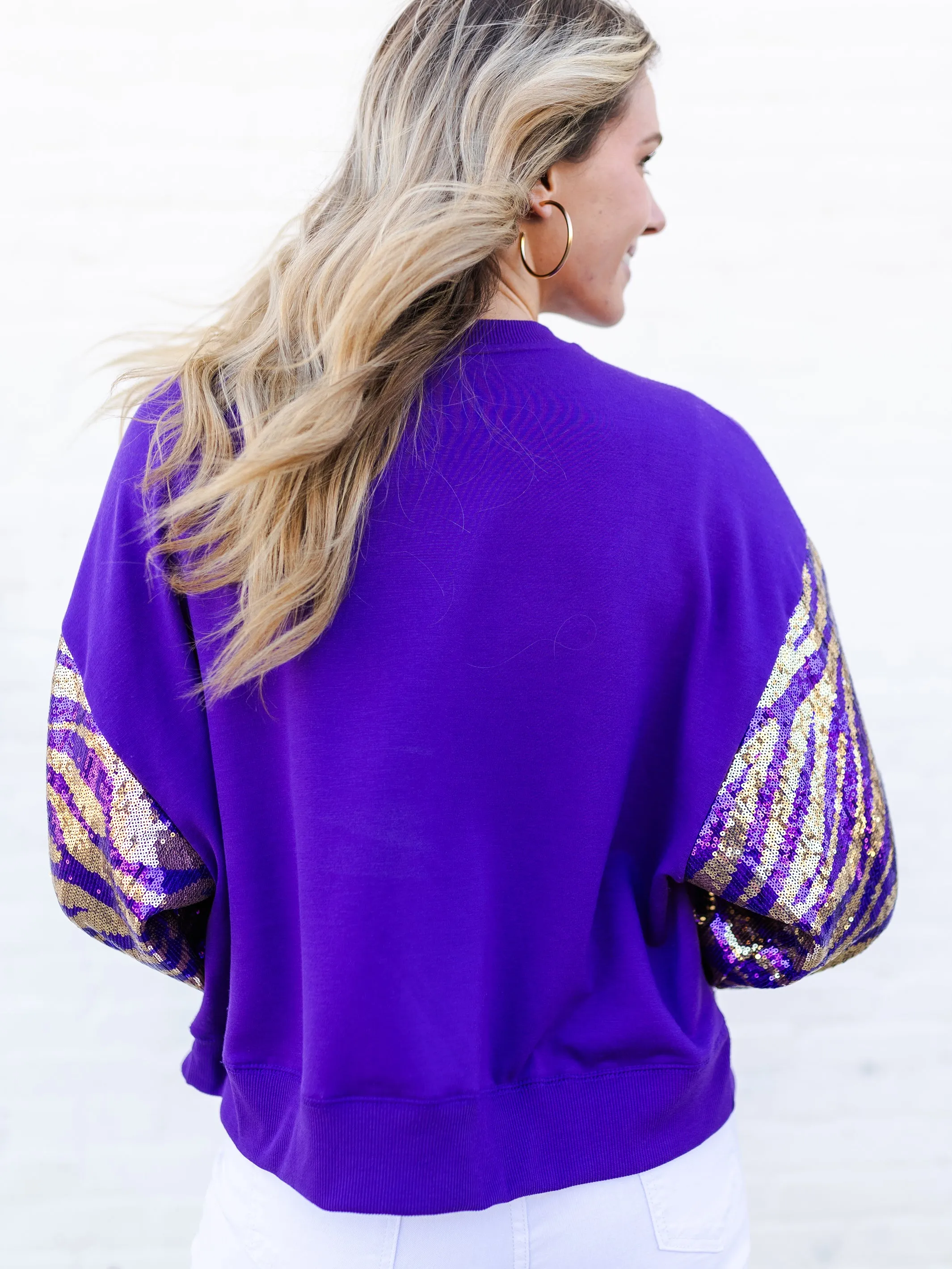 Millie Sweatshirt | Tiger Stripe Purple   Gold