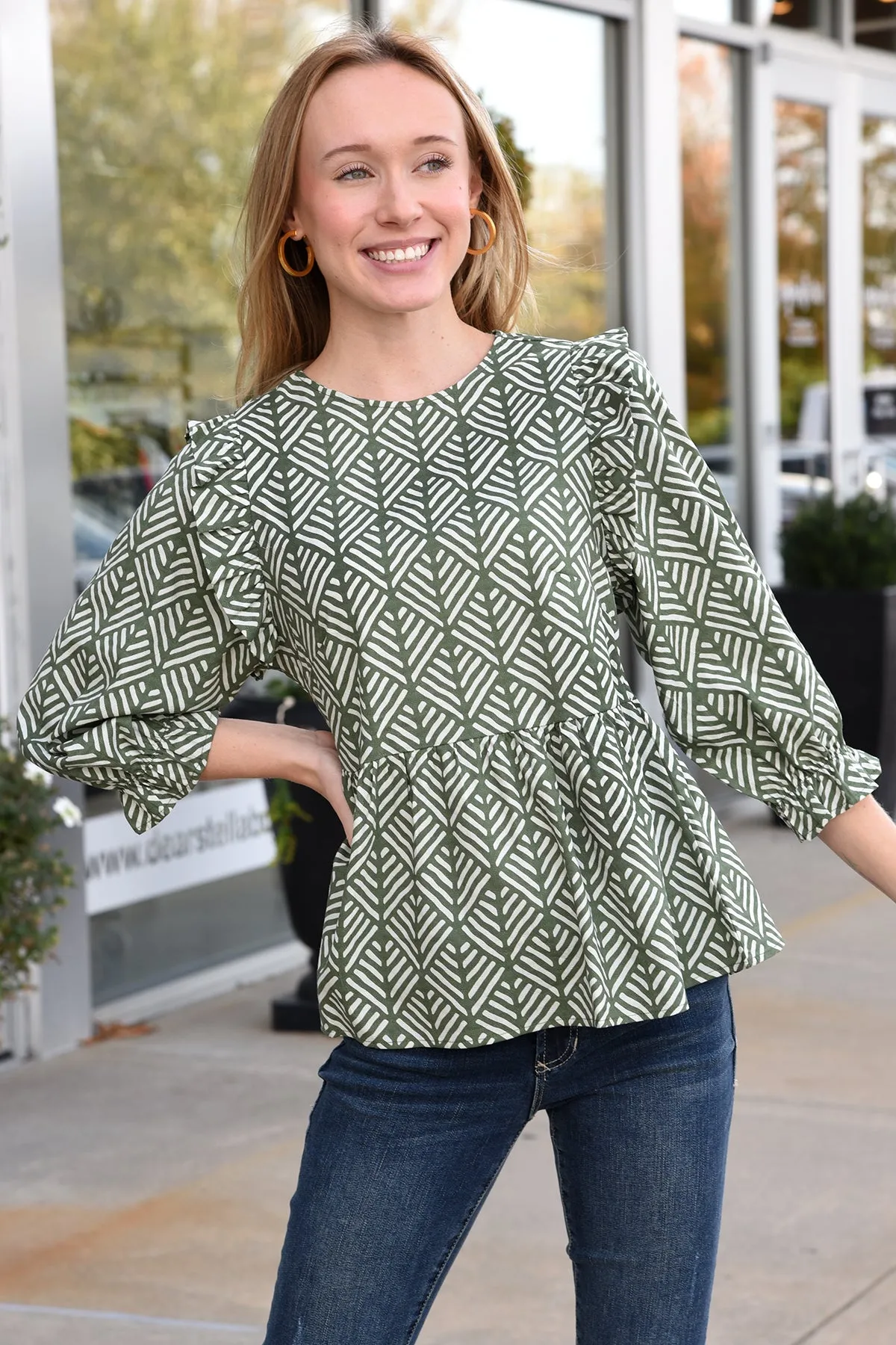 MILLS TOP -OLIVE