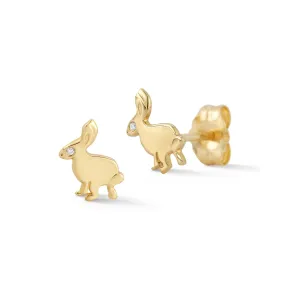 Mini Trickster Bunny Stud Earring with Diamond eyes