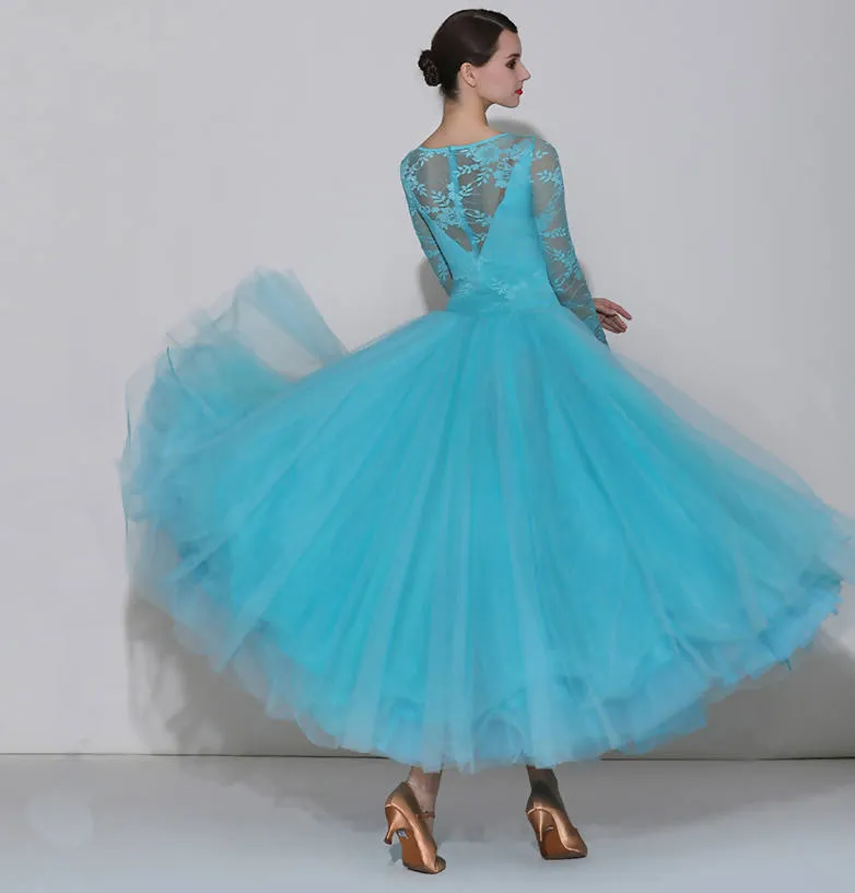 New Pink/Blue Standard Ballroom Dress with Lace | 7031