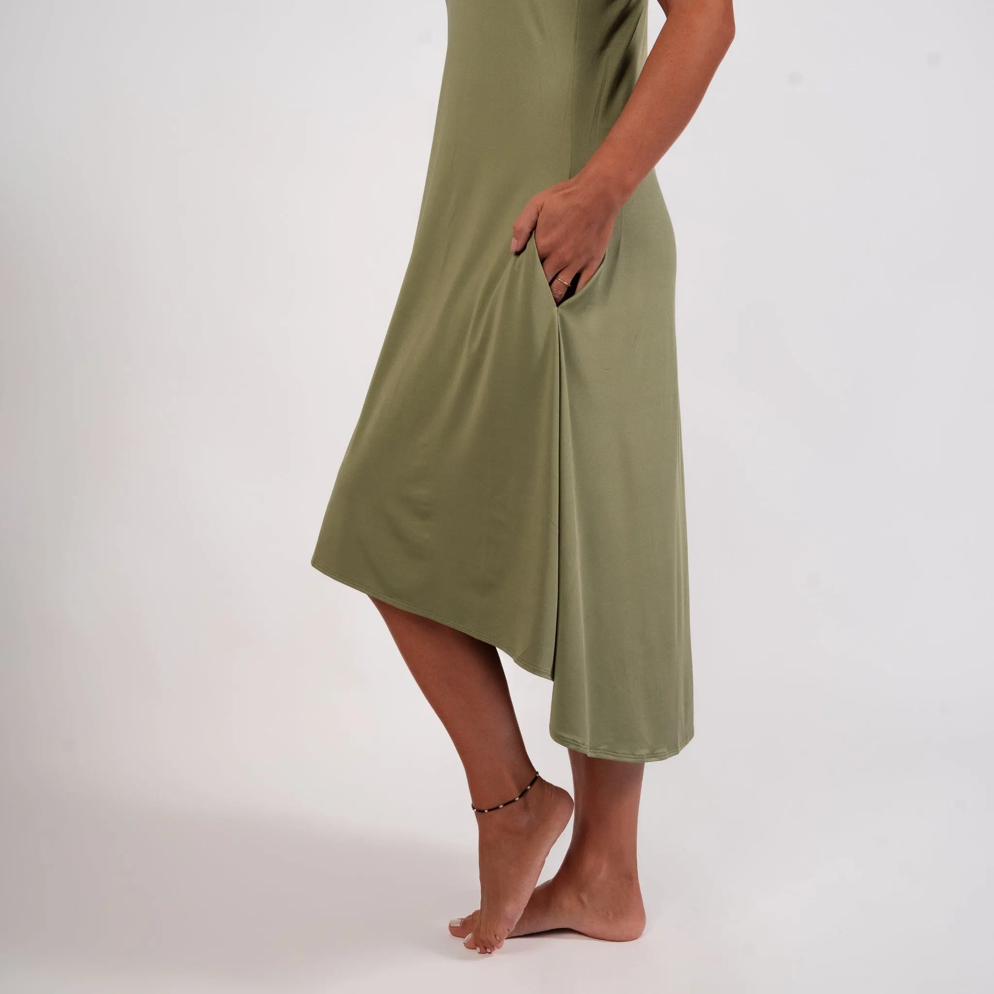 Olive Flowy Dress