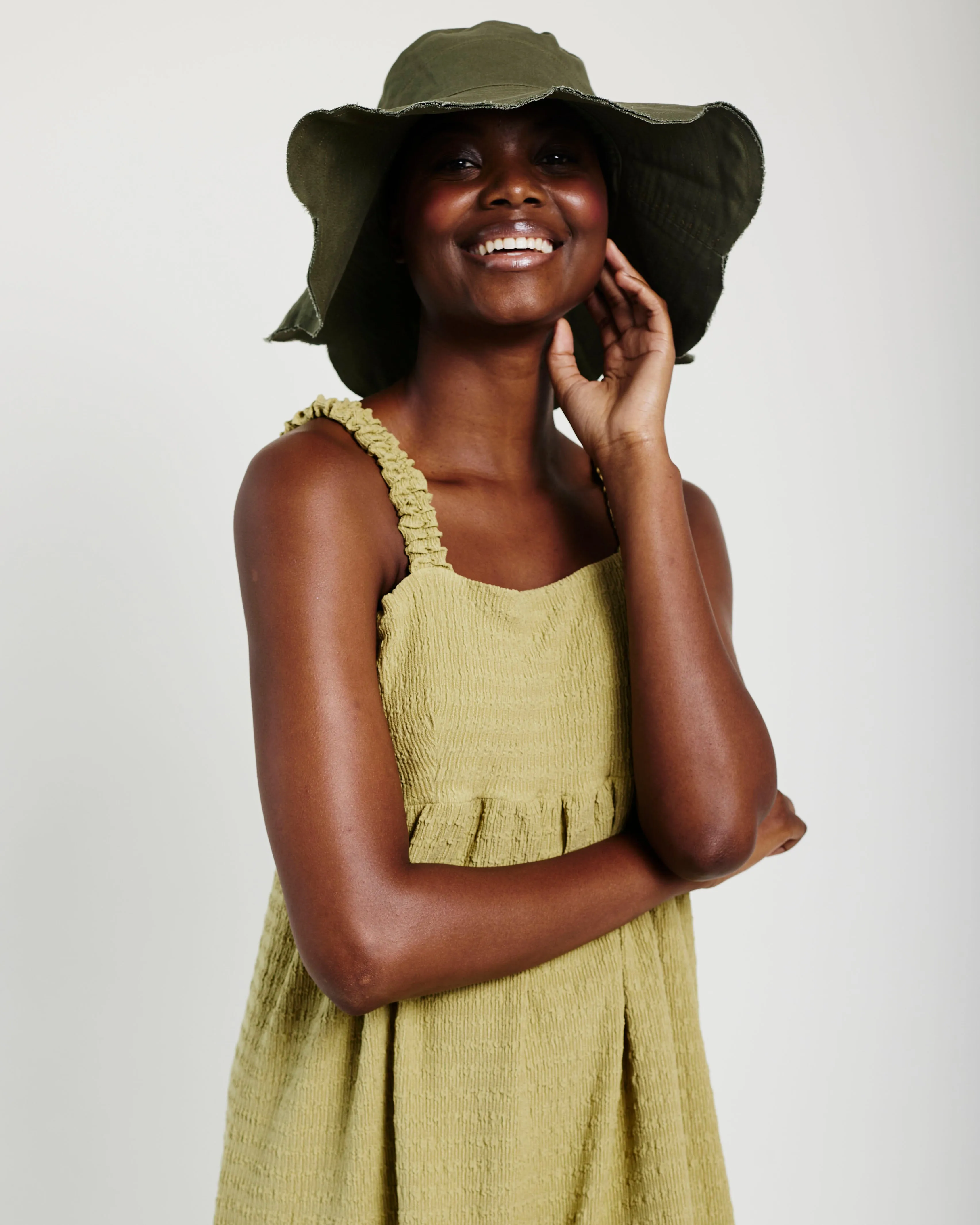 Olive Green Flower Hat