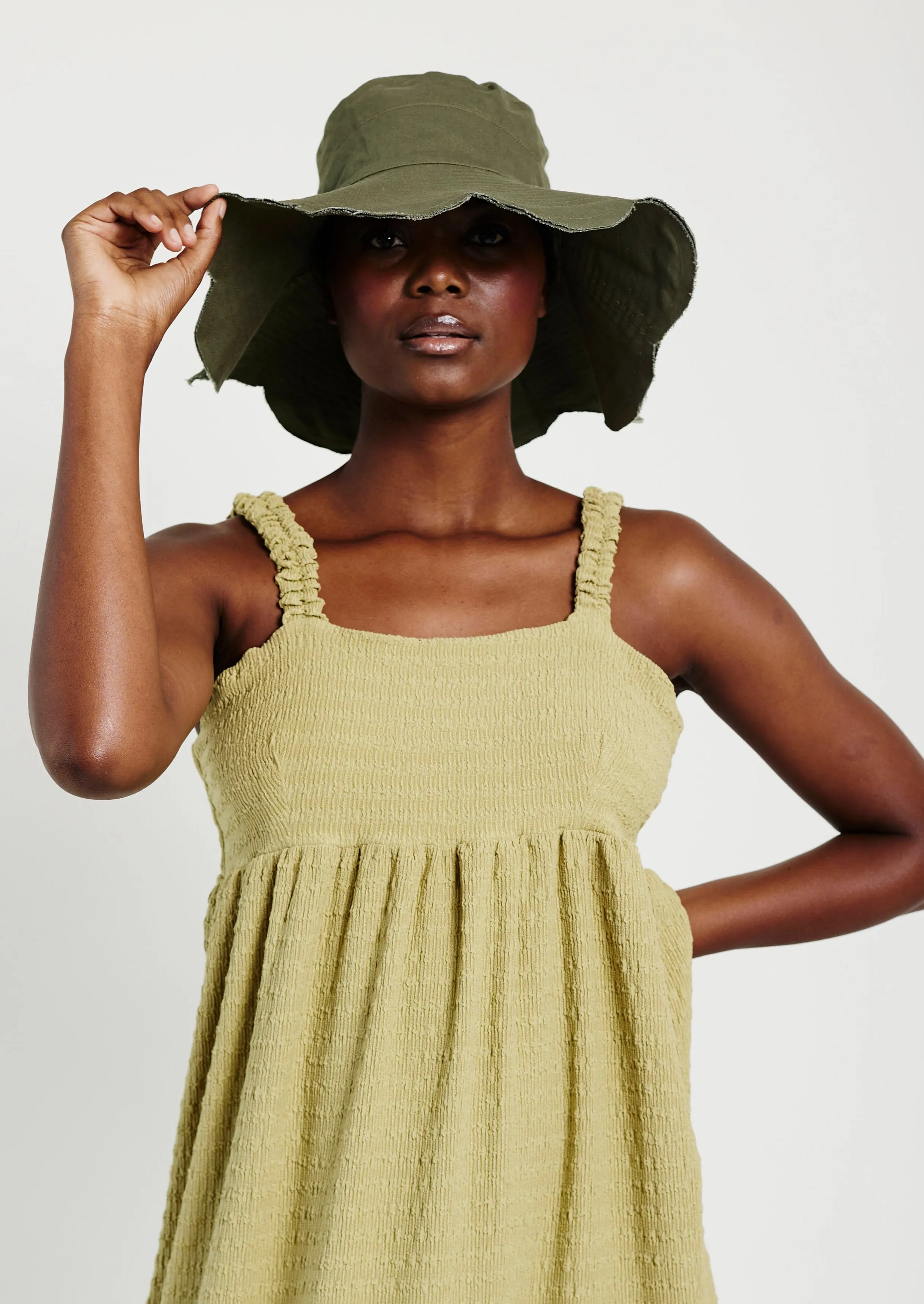 Olive Green Flower Hat