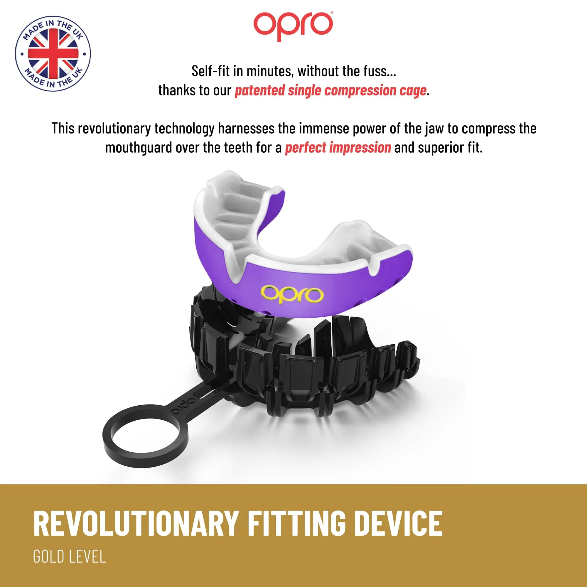 OPRO Self - Fit Adult Gold Mouthguard -England RFU