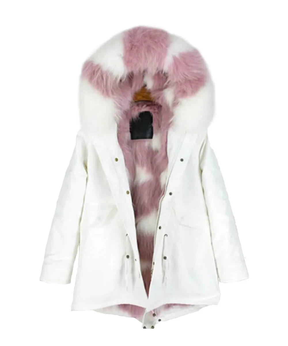 Parka Jacket White & Pink