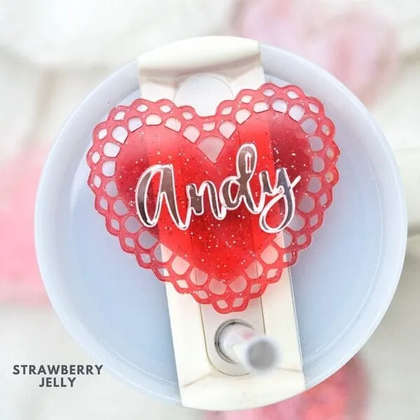 Personalized Stanley Tumbler Name Tag Custom Name Love Heart Cup Plate Lid Topper for 20/30/40 OZ