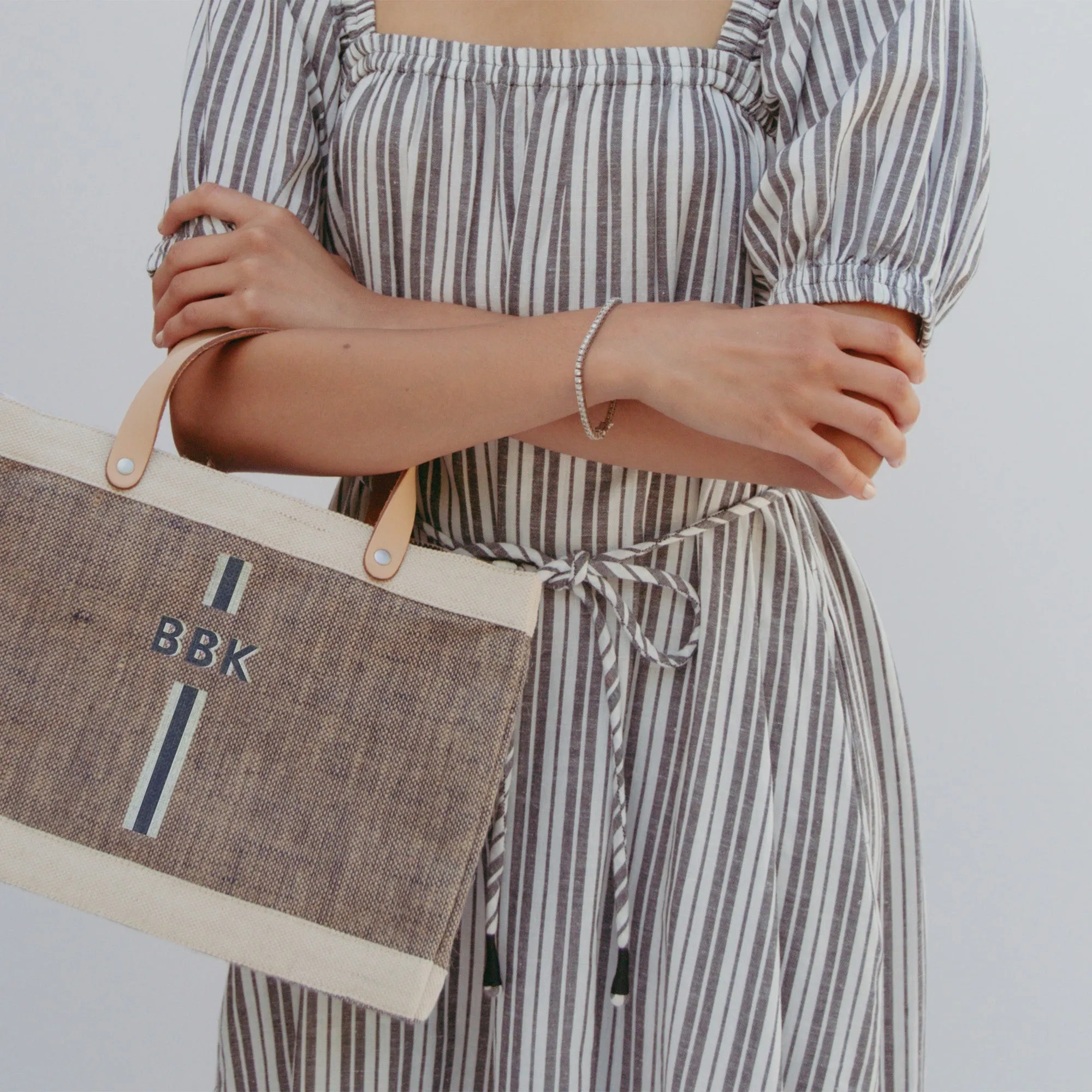 Petite Market Bag in Chambray with Monogram