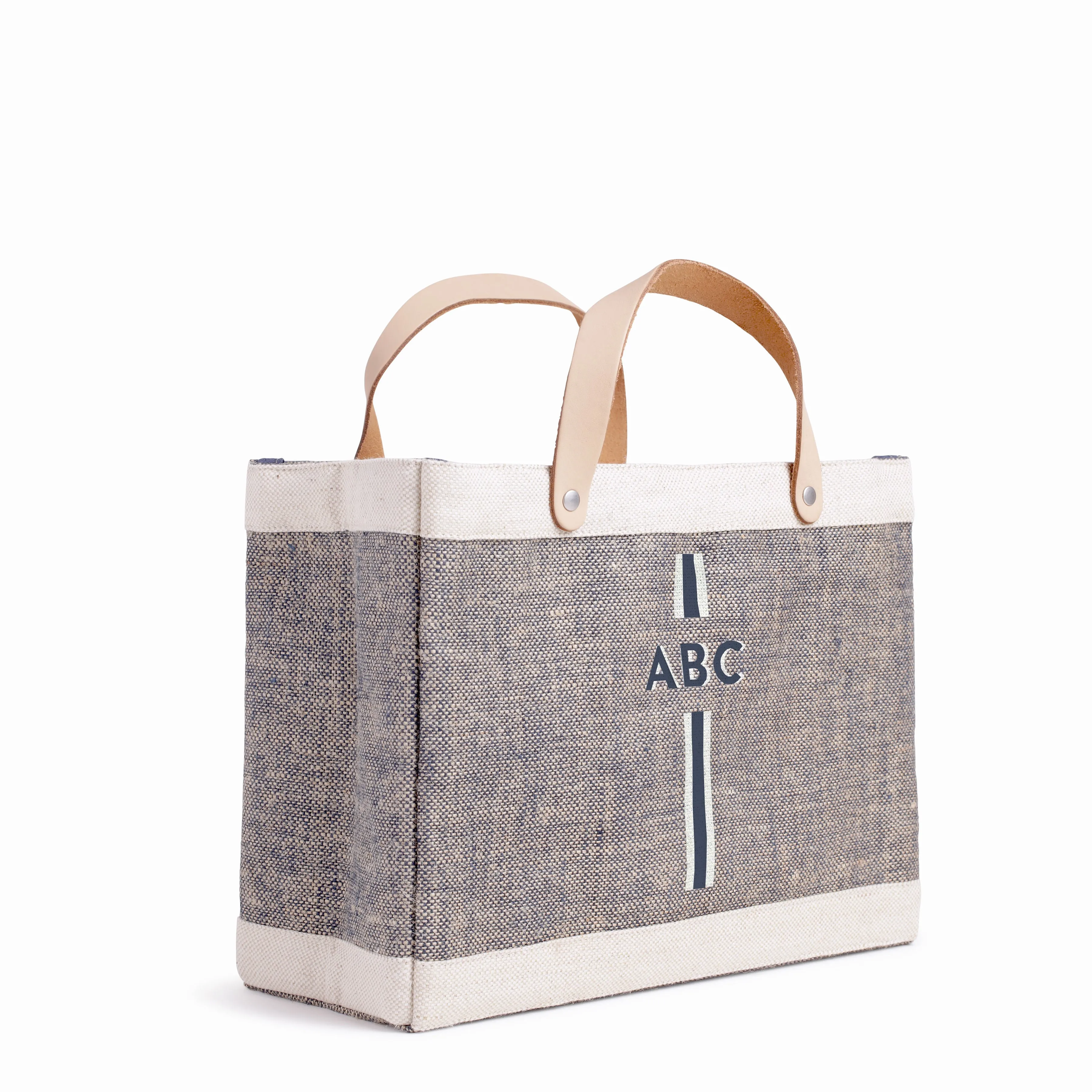 Petite Market Bag in Chambray with Monogram