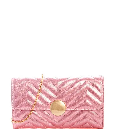 Pink Glossy Chevron Purse