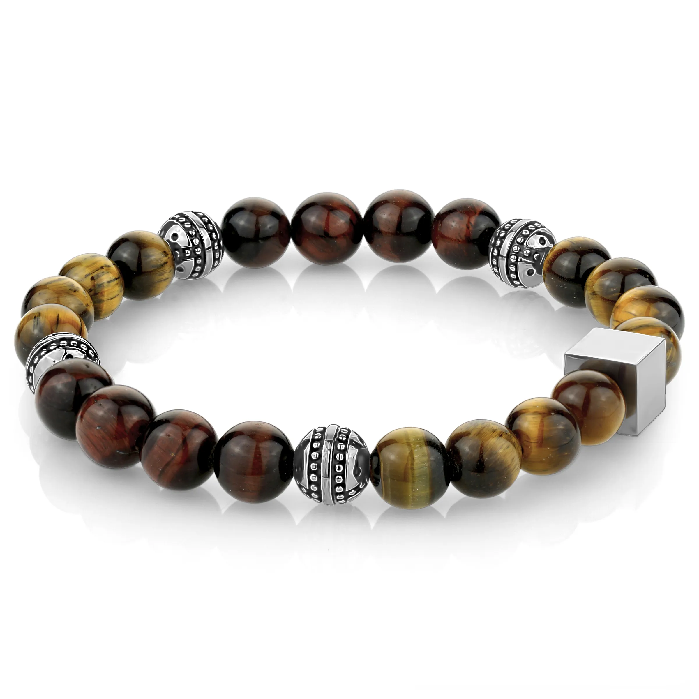 Red and Yellow Tiger Eye Beaded Bracelet