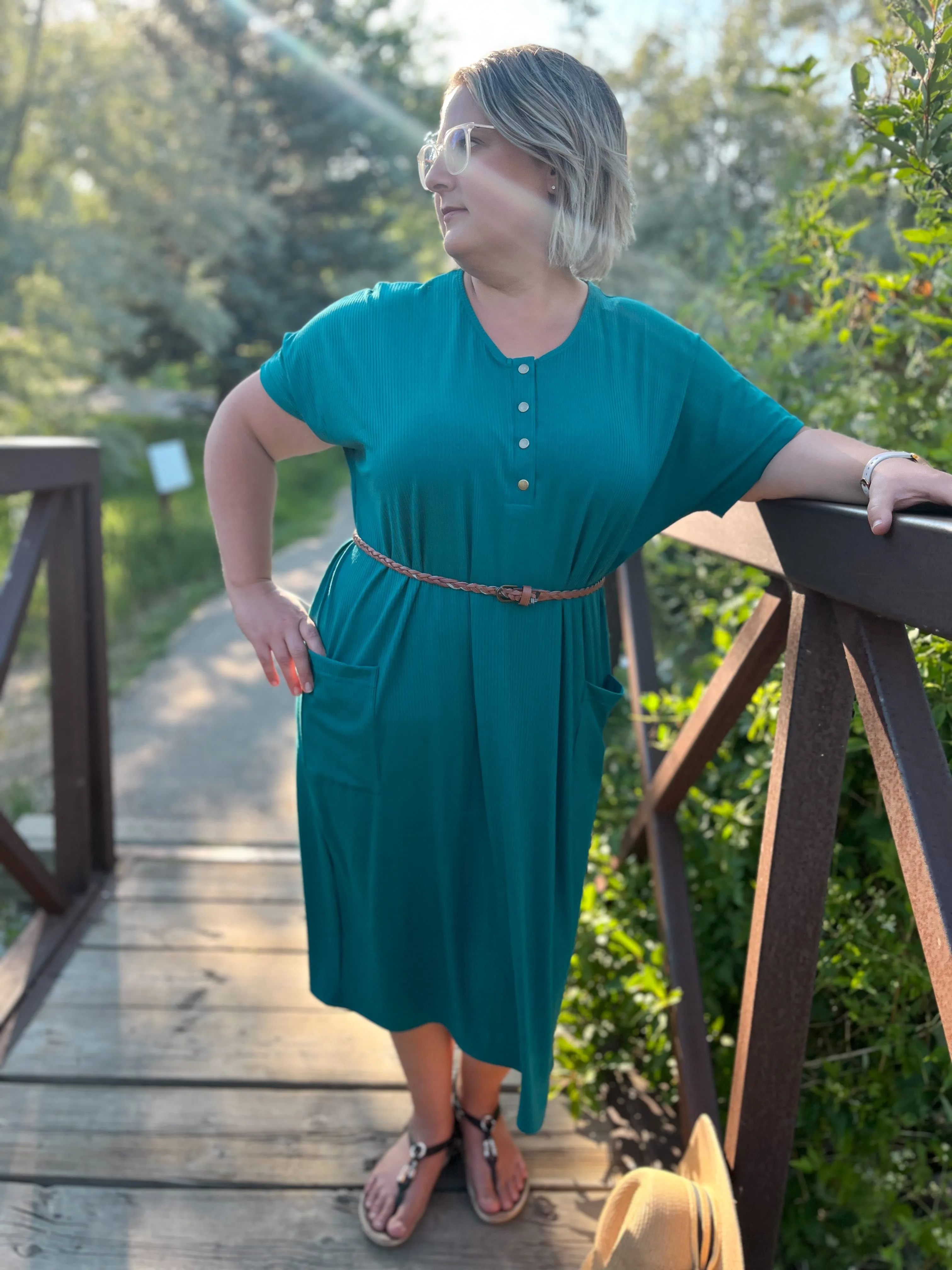 Ribbed Peacock T-shirt Dress