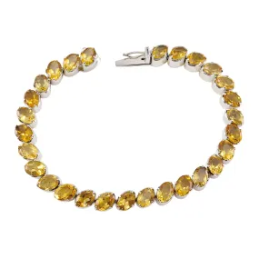 Riyo Genuine Gems Oval Faceted Yellow Citrine Silver Bracelet gift for college