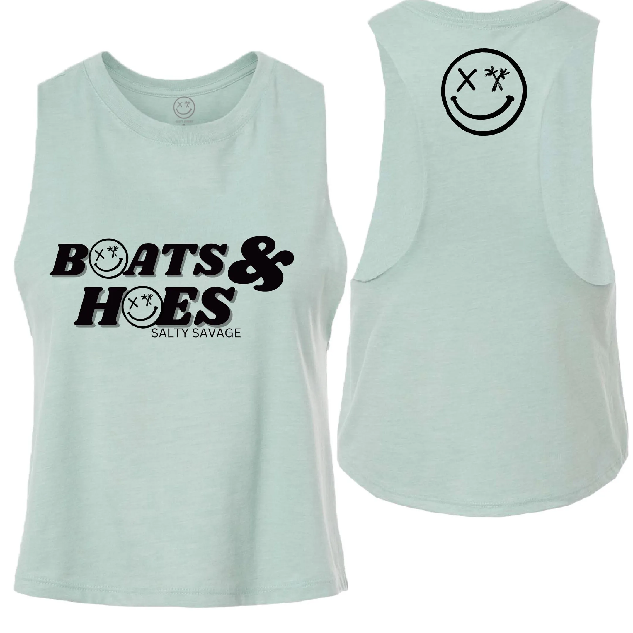 Salty Savage Ladies "BOATS & HOES" Flowy Crop Tank