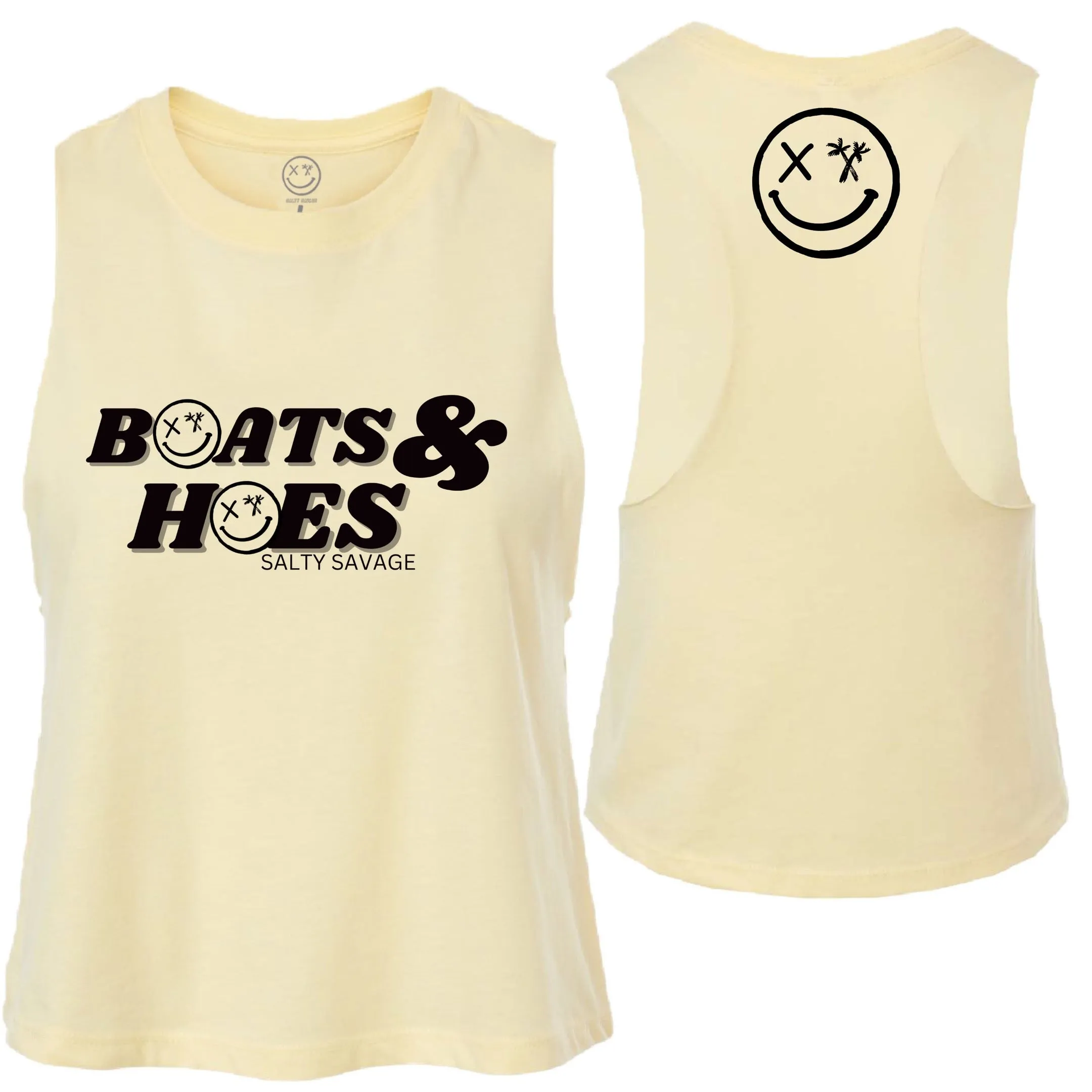 Salty Savage Ladies "BOATS & HOES" Flowy Crop Tank