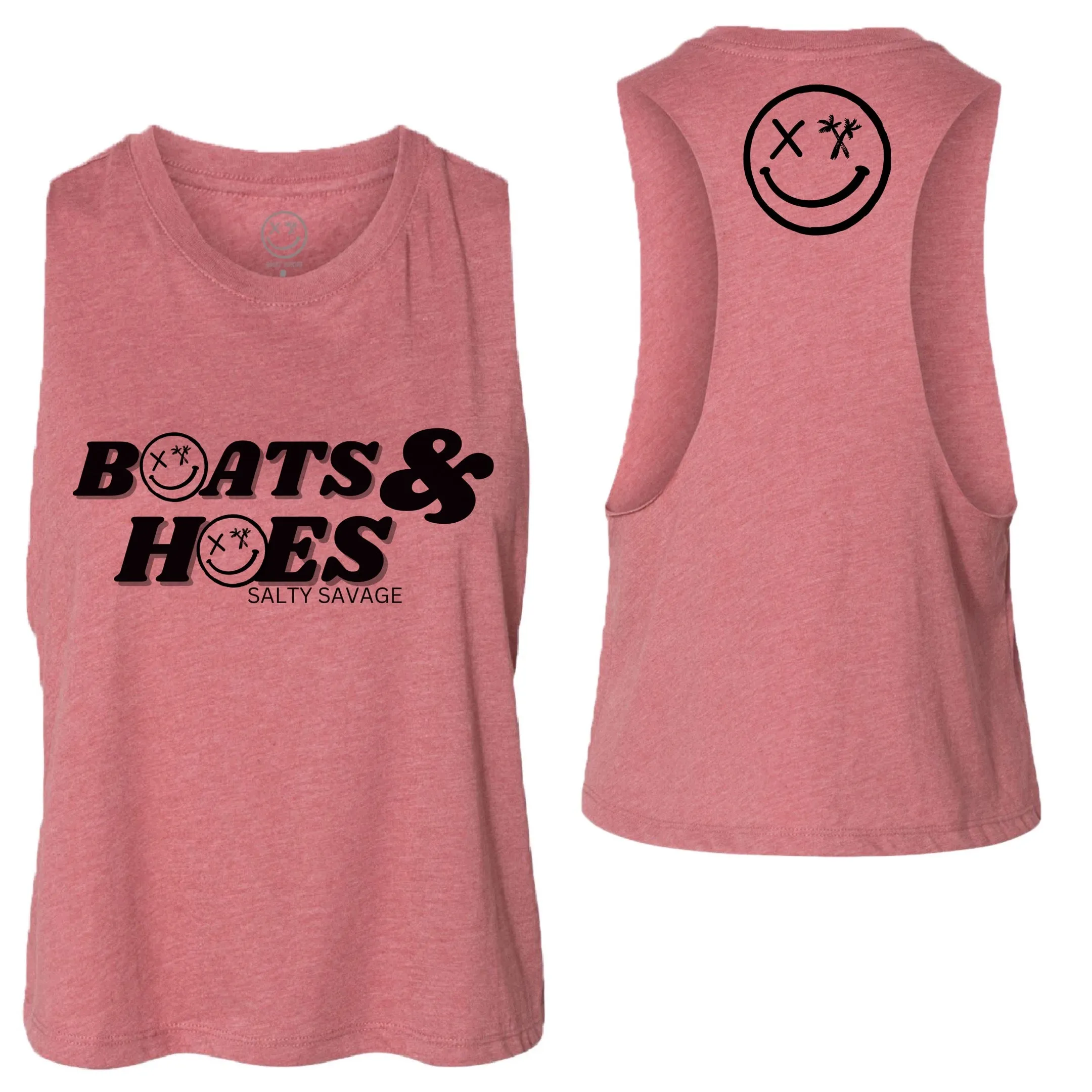 Salty Savage Ladies "BOATS & HOES" Flowy Crop Tank