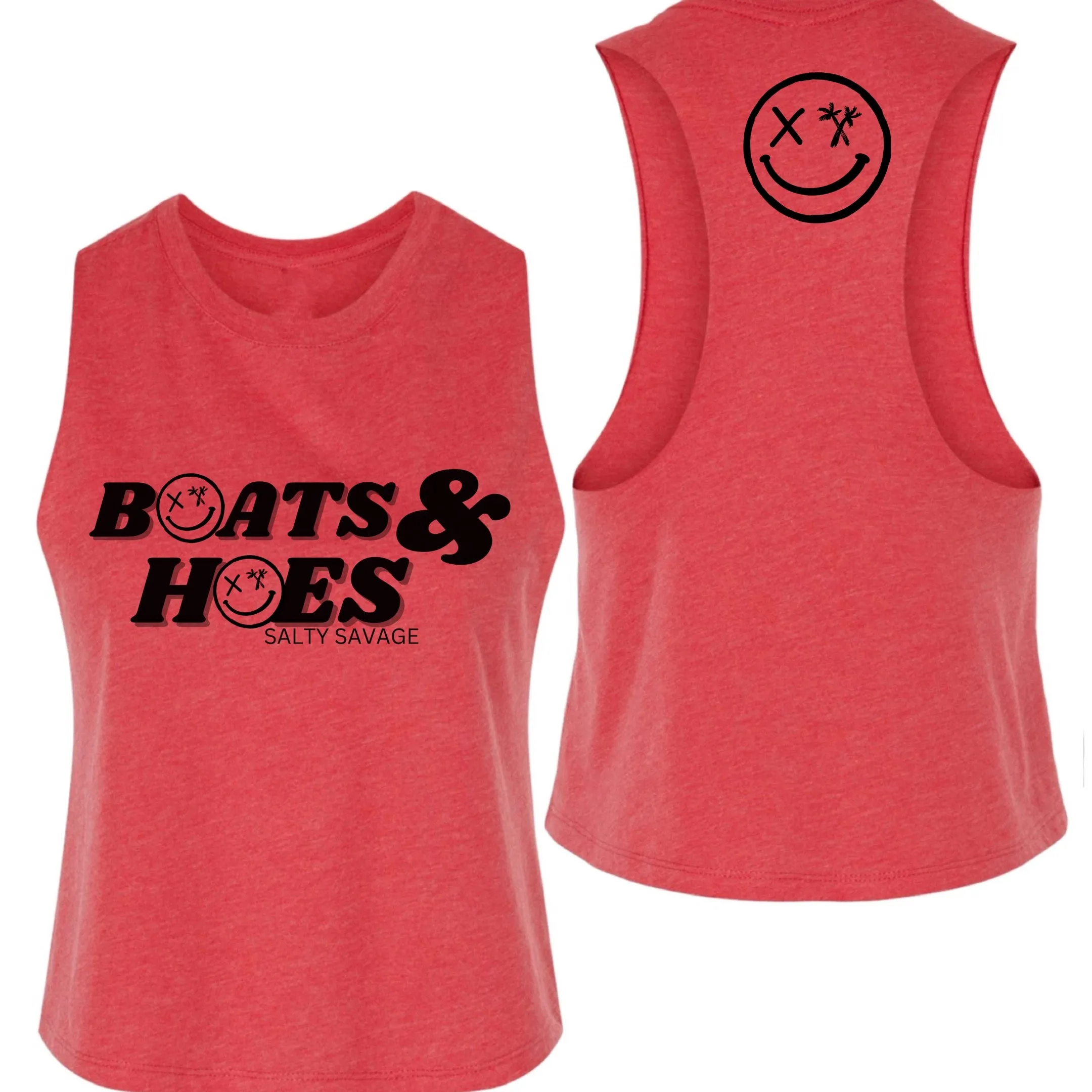 Salty Savage Ladies "BOATS & HOES" Flowy Crop Tank