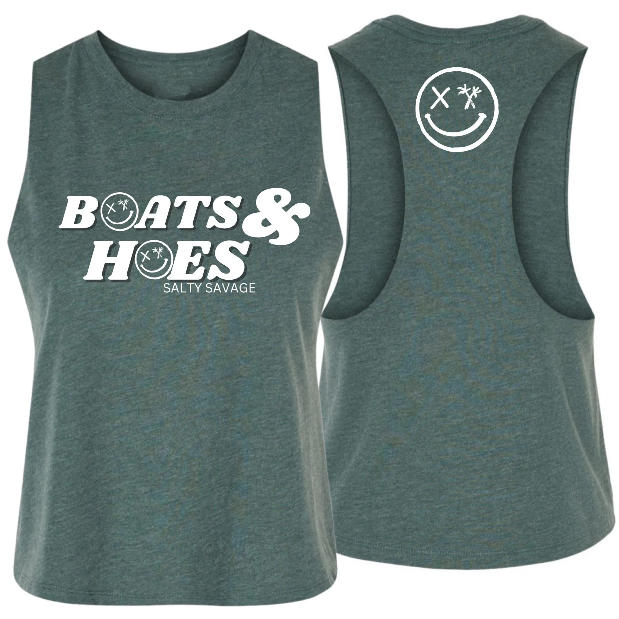 Salty Savage Ladies "BOATS & HOES" Flowy Crop Tank