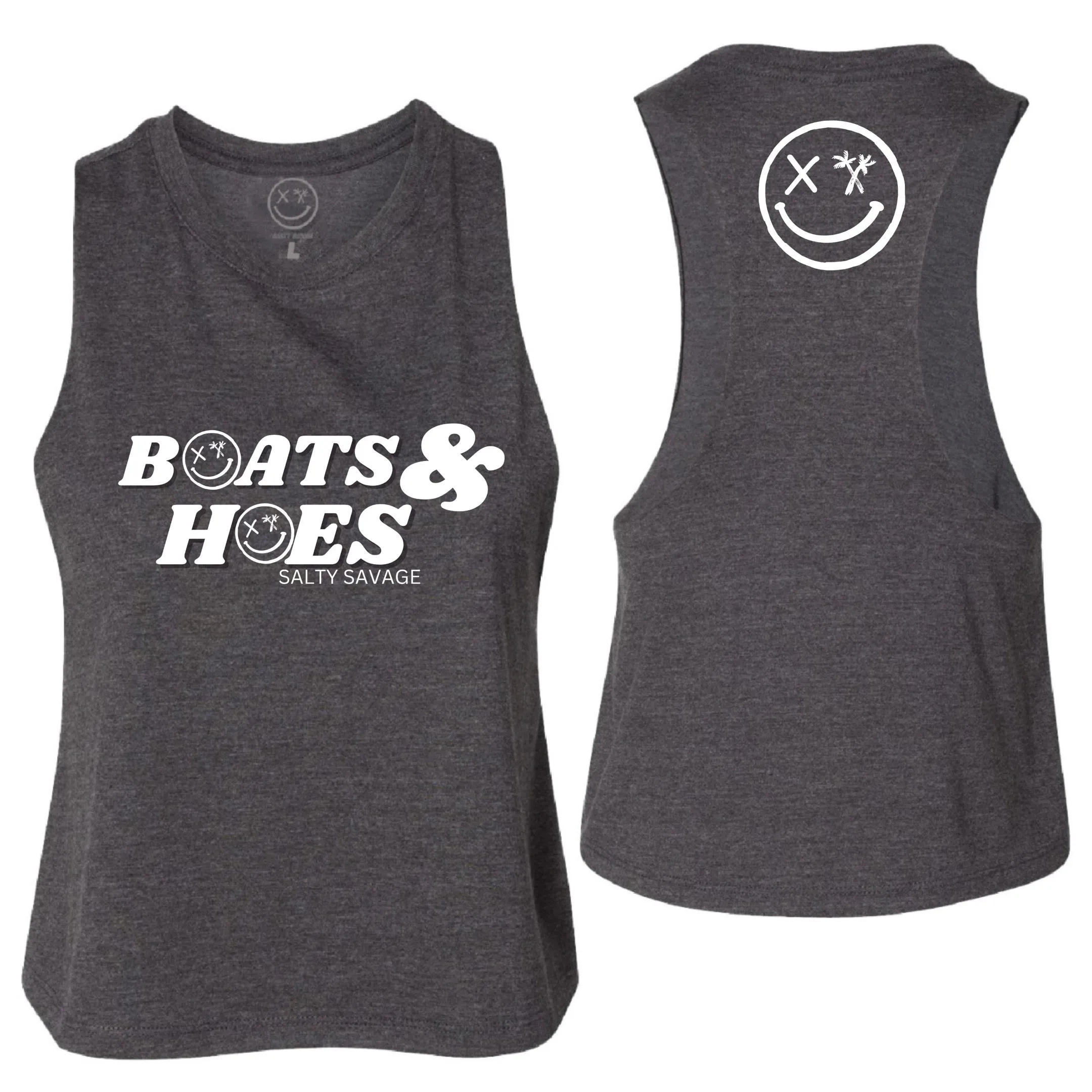 Salty Savage Ladies "BOATS & HOES" Flowy Crop Tank