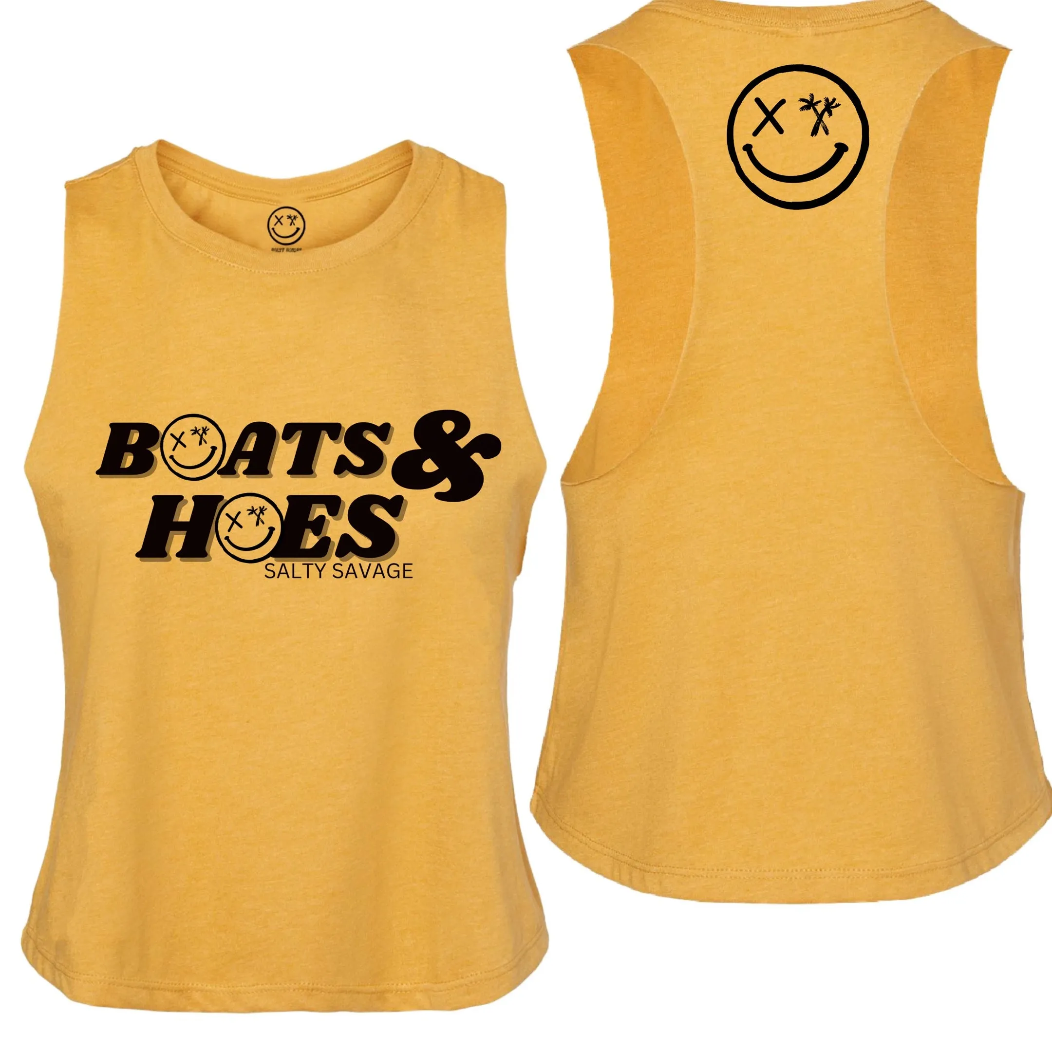 Salty Savage Ladies "BOATS & HOES" Flowy Crop Tank