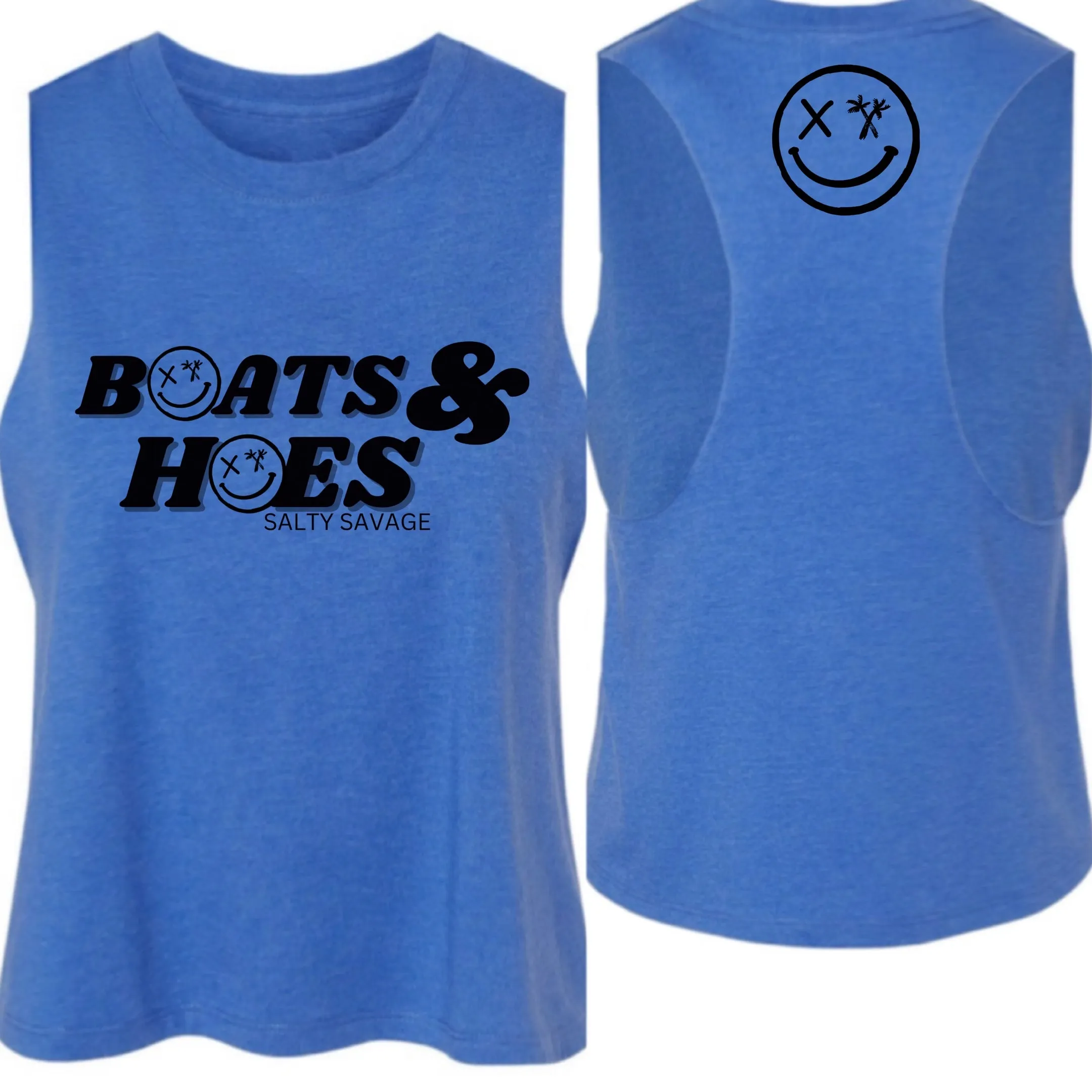 Salty Savage Ladies "BOATS & HOES" Flowy Crop Tank