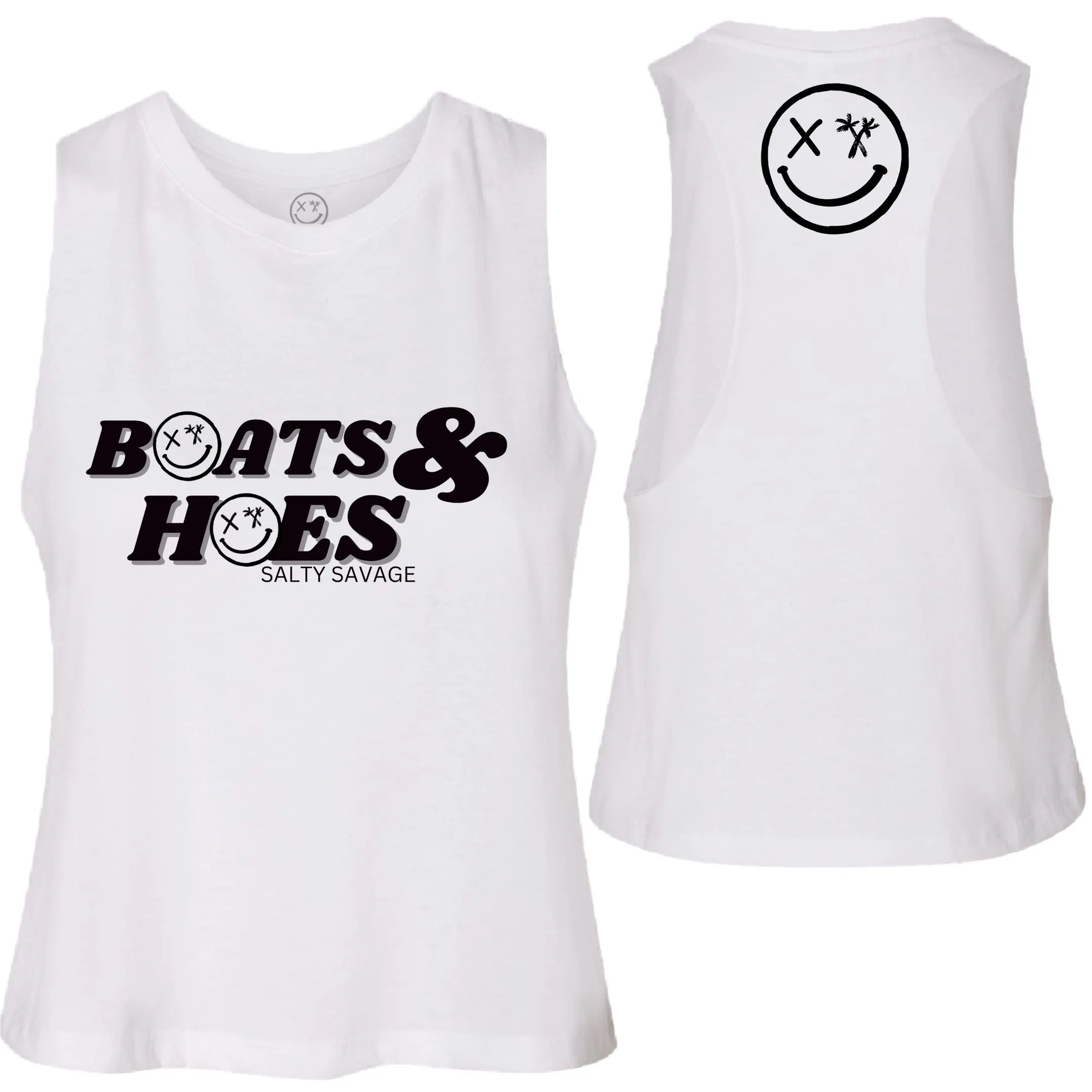 Salty Savage Ladies "BOATS & HOES" Flowy Crop Tank