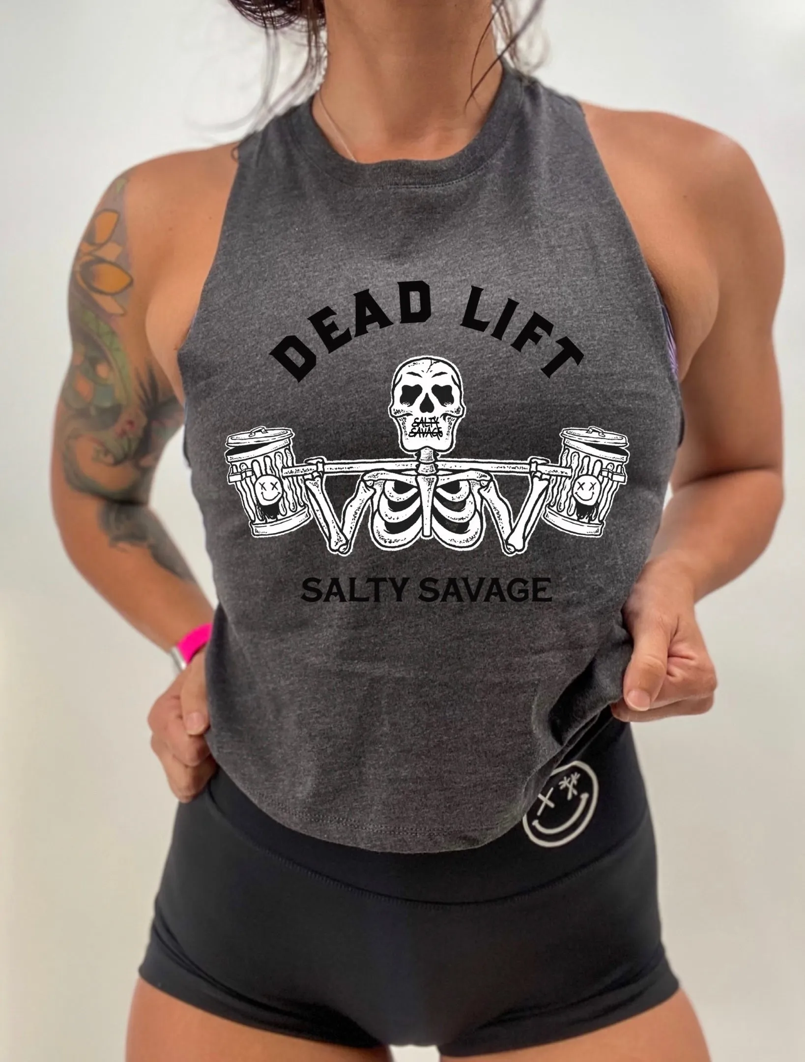 Salty Savage Ladies "Dead Lift" Flowy Crop Tank