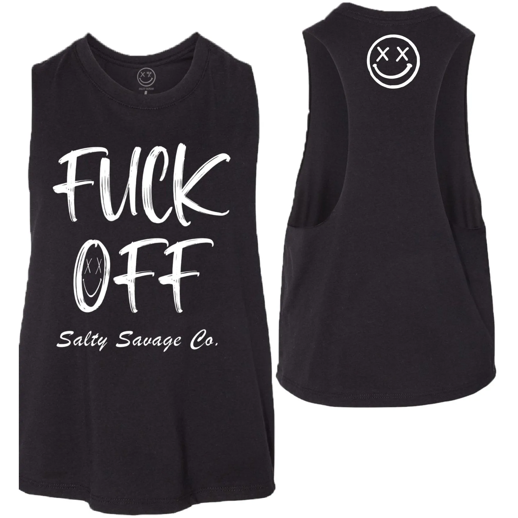 Salty Savage Ladies "Fuck Off" Flowy Crop Tank