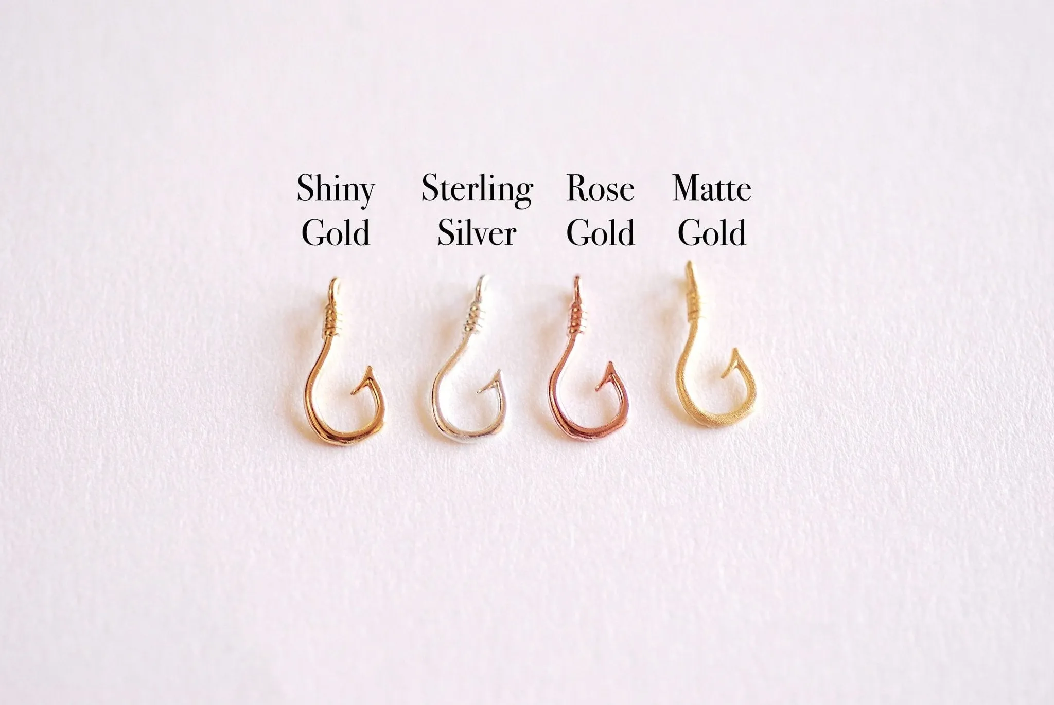 Shiny Gold Fish Hook Charm Pendant- Vermeil 22k Gold plated Sterling Silver, Fishing Hook, Nautical Charm, Fish Hook Connector, Anchor, 363