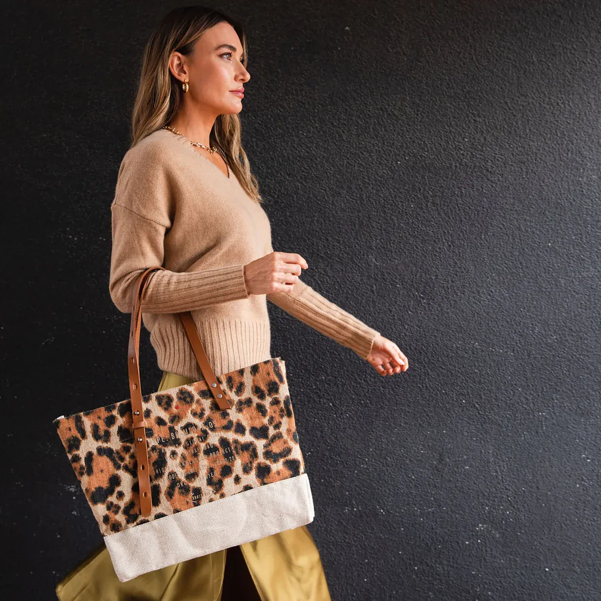 Shoulder Market Bag in Cheetah for Clare V. “Merci Beau Coup”