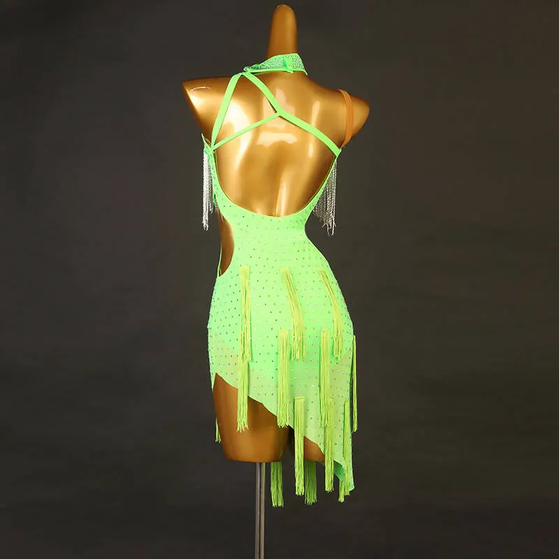 Silhouette Siren Custom Latin Competition Dress | Black/Light Green | LQ293