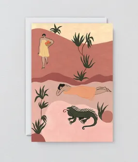  Sisters and Iguana Art  Card