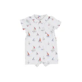 Sketchy Sailboats Polo Shortie Romper by Angel Dear